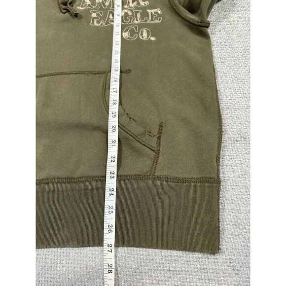 Y2K American Eagle Hoodie Men Large Green Distressed Stained Faded Grunge Skater - Picture 14 of 16